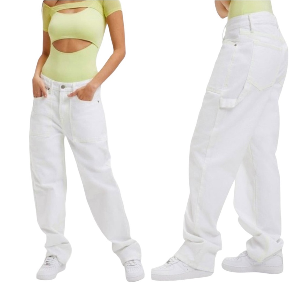 Good American '90s High Waist Carpenter Jeans White Size 14